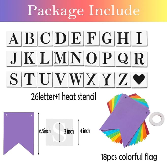 DIY Rainbow Banner Set Include 26 Letters Stencil, Make Your Own Banner - Image 2