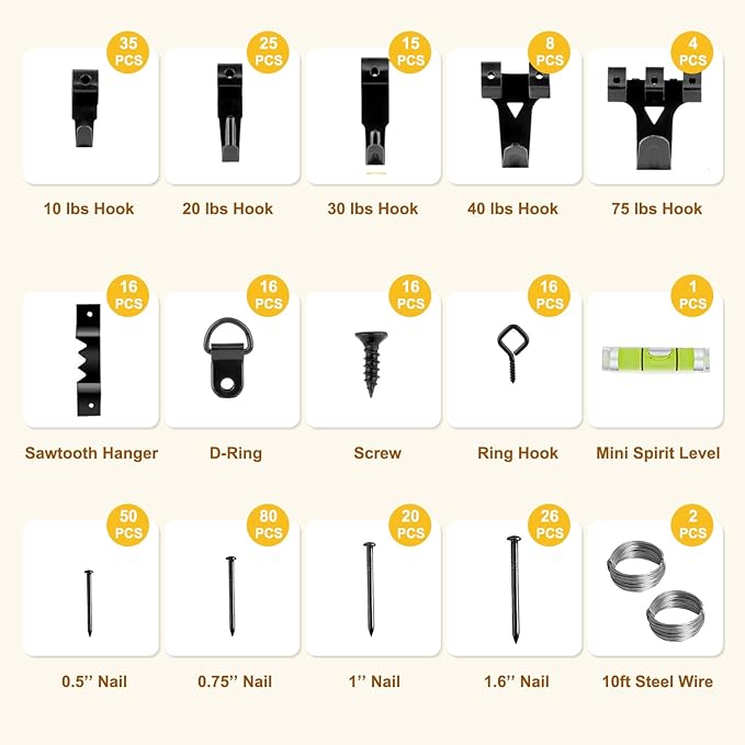 Picture Hanging Kit, Wall Hangers, Nails - Image 2