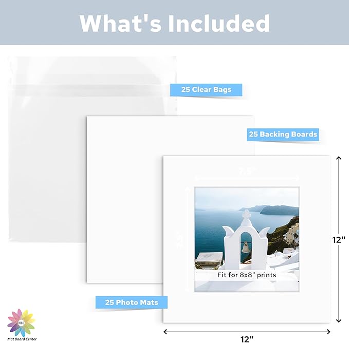 Mat Board Center, 12x12 for 8x8 White Mat Kit - Image 2