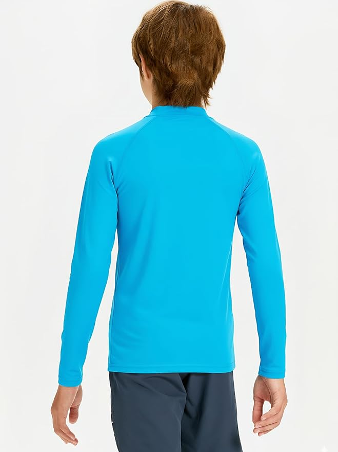 DEVOROPA Youth Boys Compression Thermal Shirt Long Sleeve Kids Fleece Baselayer Soccer Baseball Undershirt Slim/Regular/Husky