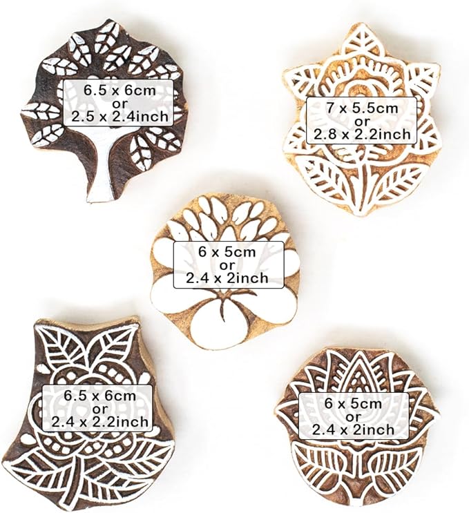 Floral Wood Printing Stamp Block - Image 4