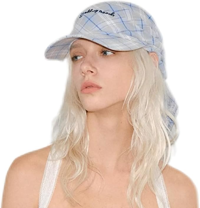 Women’s Plaid Bandana Baseball Cap – Y2K Adjustable Checkered Hat, Casual Streetwear Summer Fashion Visor Scarves