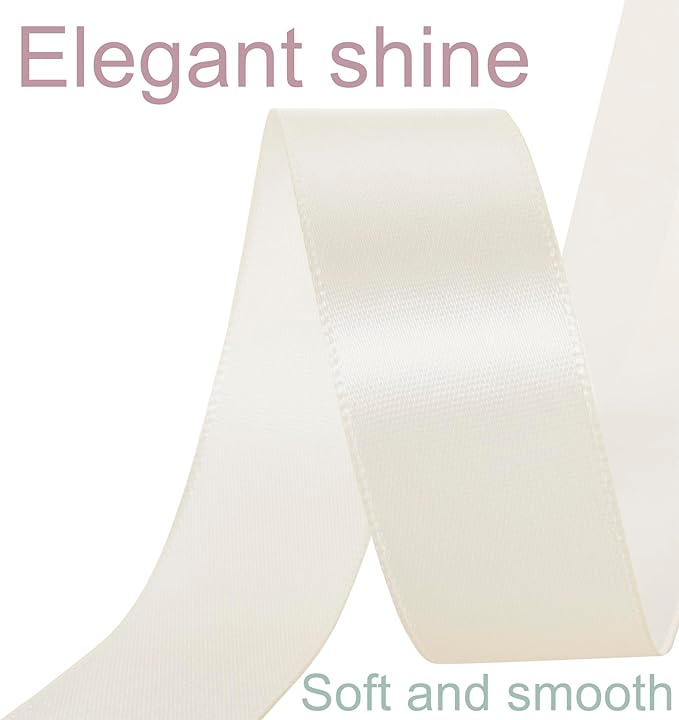 1 Inch Ivory Ribbon, 50 Yards Craft Polyester Satin Ribbon Perfect - Image 3