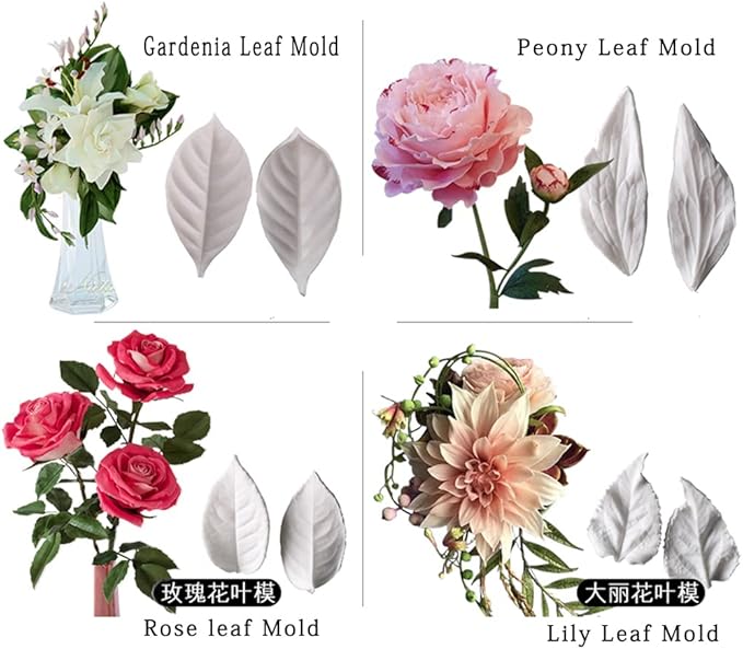 KALAIEN 8Pcs Sugar Paste Leaf Veiners Fontant Mold Fondant Silicone Leaf - Image 3