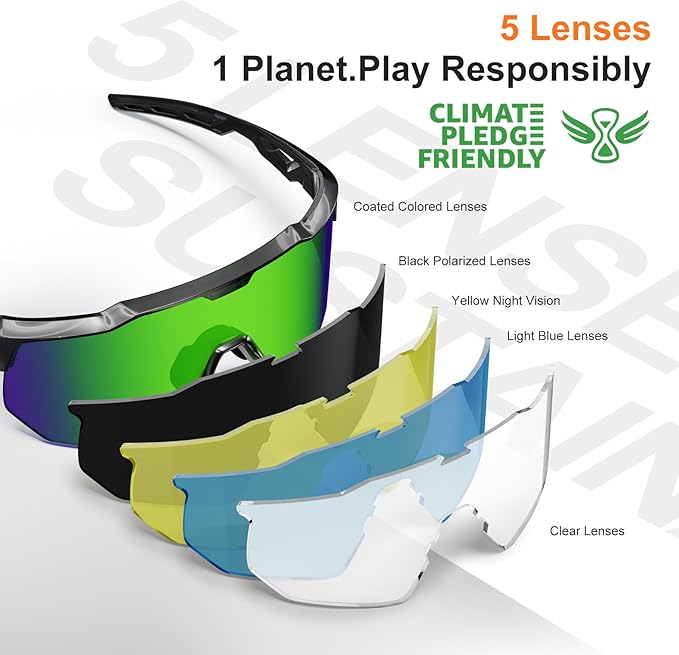 HAAYOT Polarized Sports Sunglasses for Men Women Youth Baseball Cycling Running Softball Biking Glasses 5 Lenses