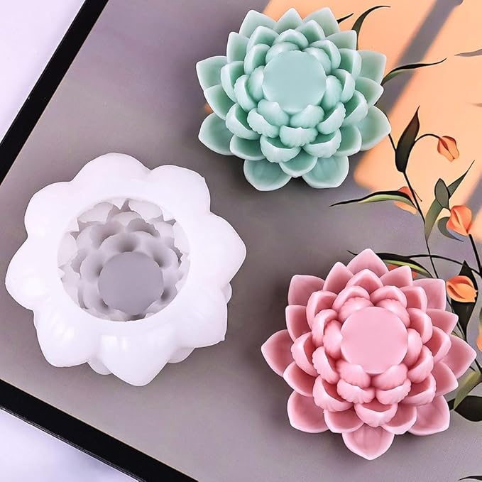 3D Lotus Candle Molds for Candle Making Supplies Flower Silicone Mold for - Image 8