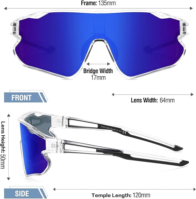 DUCO Kids Sunglasses Youth Baseball Sun Glasses Lightweight TR90 Frame UV400 Sports Cycling Shades for Boys Girls DK268