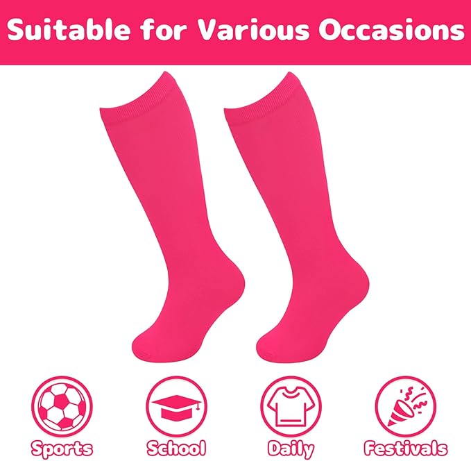 Olreco 1 Pack Toddler Kids Youth Soccer Socks Girls Boys Baseball Socks Youth Knee High Softball Football Accessories Cotton