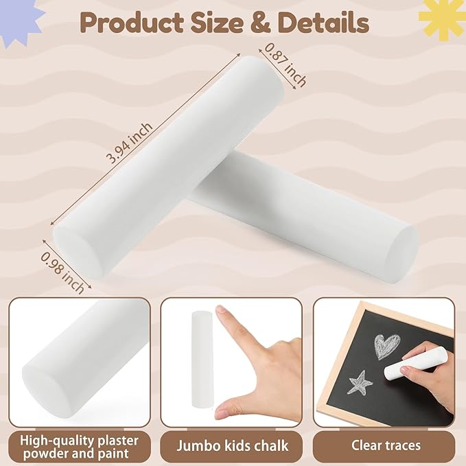 Fulmoon 40 Pcs Jumbo Sidewalk Chalk - Image 2