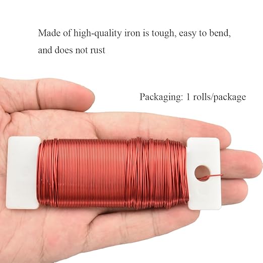 HAHIYO 22Gauge Red Metal Floral Wire - Image 6