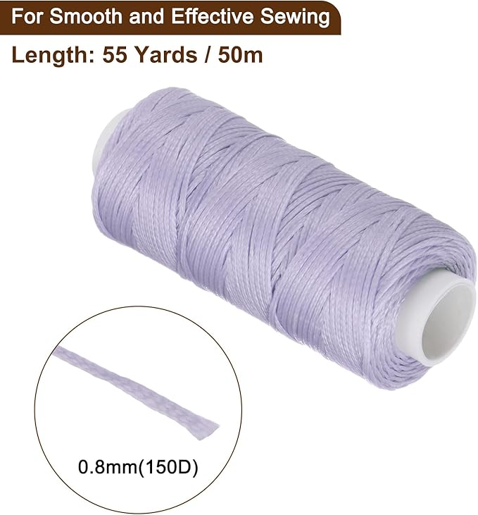 uxcell Leather Sewing Waxed Thread, 55 Yards / 50m 0.8mm 150D Flat Polyester - Image 2