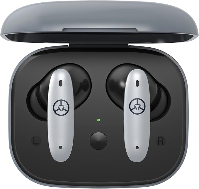TecTecTec Team8 E Golf GPS Earbuds with Rangefinder & Music – Wireless Golf Earphones with Shot Distance Tracking, Hazard Alerts, Touch Controls & Wireless Charging Case - Gray
