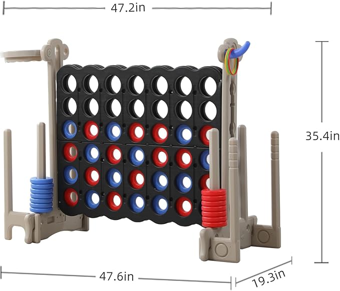 UNICOO® Jumbo 4 in a Row Game | Adjustable Height 4-to-Score Giant Yard Game Set - Image 8