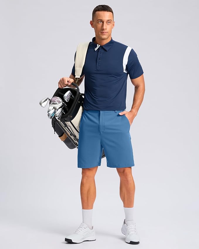Pudolla Men's Casual Shorts 7"/9"/5" Lightweight Golf Shorts with 3 Pockets Stretch Quick Dry Comfy Work Shorts
