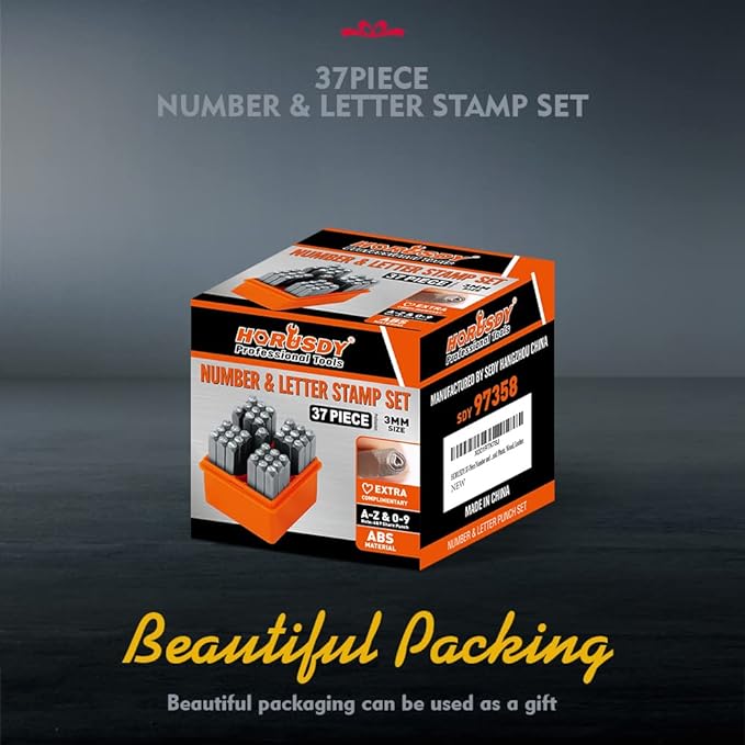 HORUSDY 37-Piece Number and Letter Stamp Set 1/8 Punch Perfect - Image 7