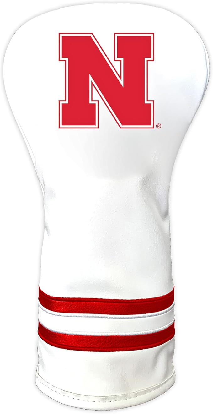 Team Golf NCAA White Vintage Driver Golf Club Headcover, Form Fitting Design, Retro Design