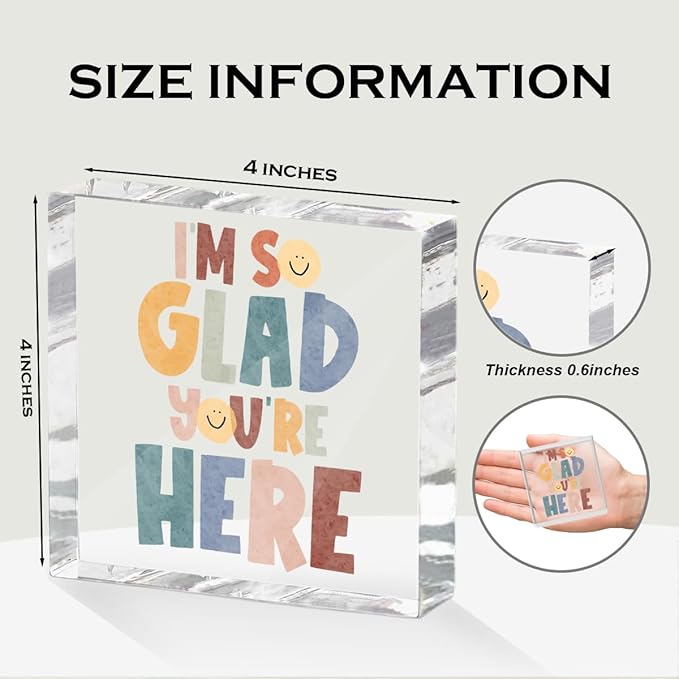 Positive Affirmation Desk Decor Acrylic Sign 4X4 Inch, Motivational Smile Face - Image 2