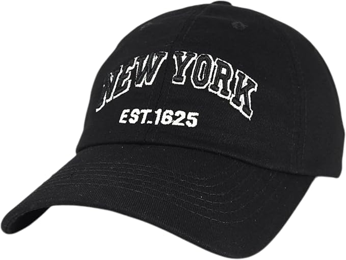 Elidan NY Dad Hat New York EST.1625 Cotton Cap, Adjust Buckle Strap, Unstructured Low-Profile NY Baseball Cap for Men & Women