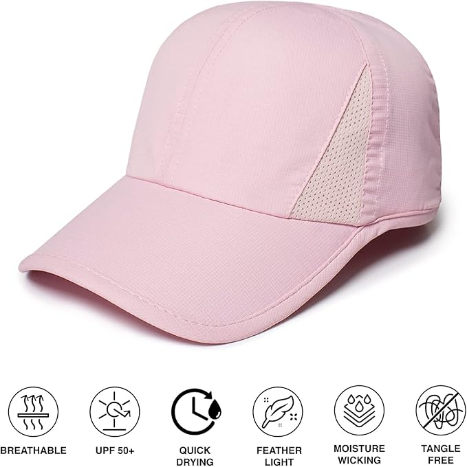 Ponyflo Women’s Ponytail Baseball Cap, Patented Active Feather-Light Hat with Open Back