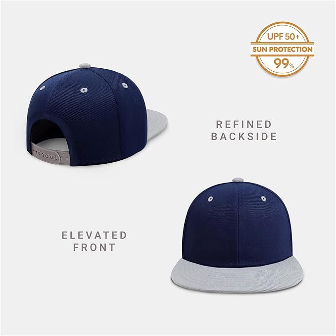 CHOK.LIDS Flat Bill Visor Classic Snapback Hat Blank Adjustable Brim High Top End Trendy Color Style Plain Tone Baseball Cap