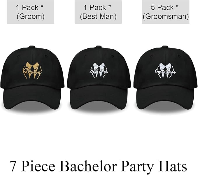 Party Gifts & Beyond Groomsman Baseball Hat 7 Packs Groomsmen Gifts Trucker Hats Team Groom Men's Hat for Bachelor Party