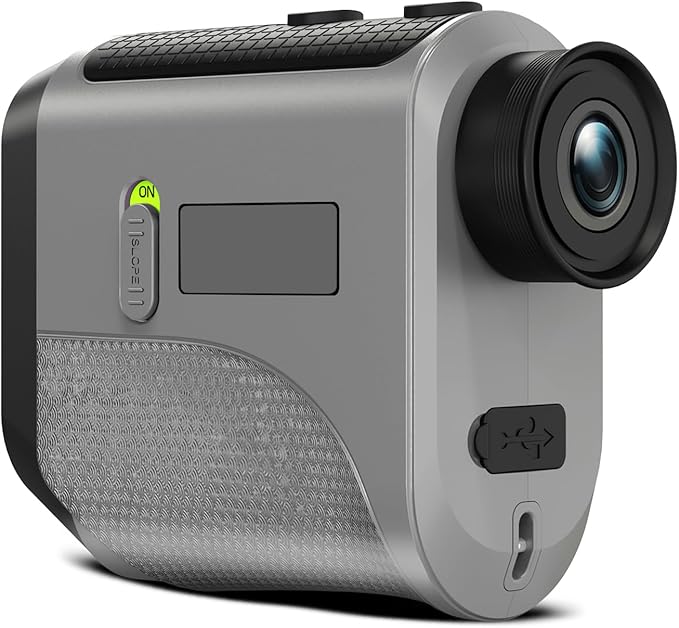 1200Yards Range Finder Golf with Slope, 7X Magnification Range Finder, Lightweight Portable Rechargeable Rangefinder, Flag Lock Vibration, Switch for Legal, Range Finders for Hunt Golf Accessory(Grey)