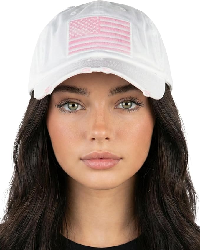 Funky Junque Distressed Vintage Baseball Cap - Embroidered Patch Women's Hat - Holiday, Lifestyle & Patriotic Designs