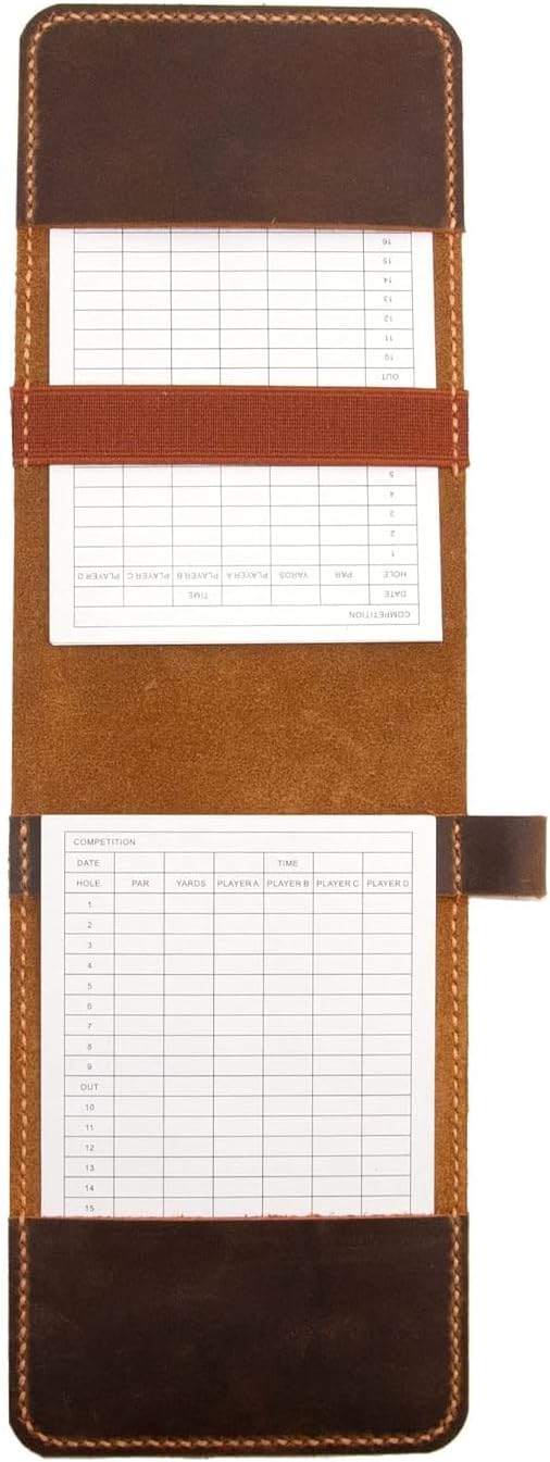 Golf Scorecard Holder Leather Hand Stitched, Yardage Book Holder, Gift for Him, Gift for Dad, Leather Golf Gifts