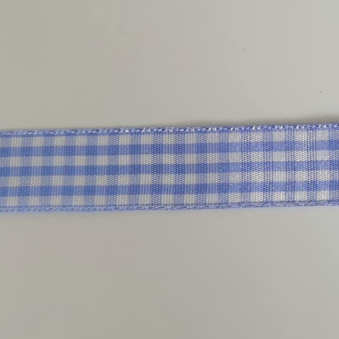 Light Blue Gingham Plaid Checked Ribbon 25 Yard Each Roll 100% Polyester - Image 9