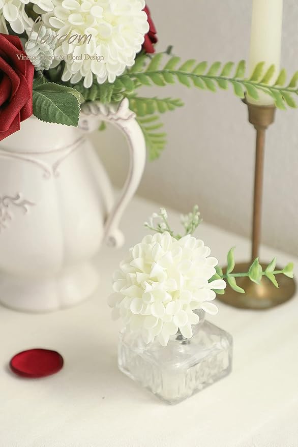 Floroom Artificial Dahlia Flowers 25pcs Real Looking Ivory Foam Fake Roses - Image 6