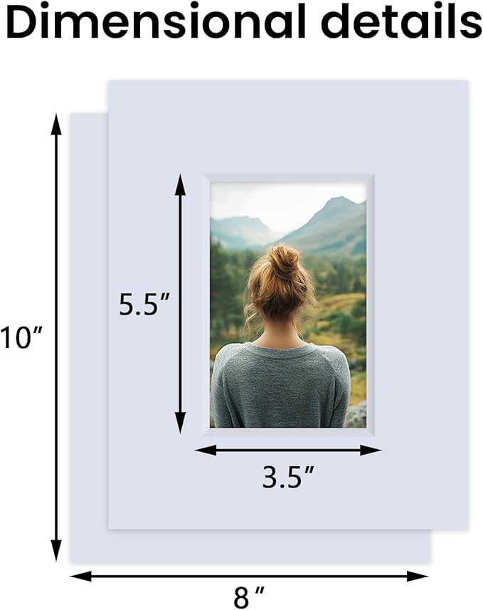 Falling in Art 5 Pack Acid Free 8x10'' White Picture Mats Board Show Kit - Image 2