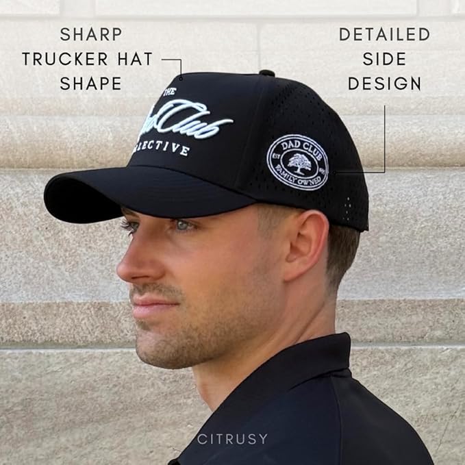 CITRUSY Athletic Trucker Golf Hat | Performance Mens 5 Panel Cap | Cool Breathable Waterproof Workout Running Snapback