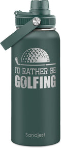 Golf Insulated Stainless Steel Water Bottle 32oz, I Would Rather Be Golfing, Vacuum Chug Lid Travel Tumbler for Men Friends Dad Brothers Golfers Coaches, Birthday Christmas