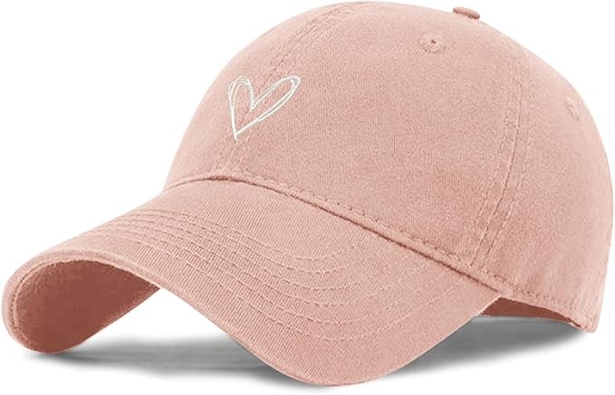Pairxily Vintage Heart Embroidered Baseball Cap Distressed Adjustable Hat for Women Low Profile Dad Hats Unisex Cotton Cap