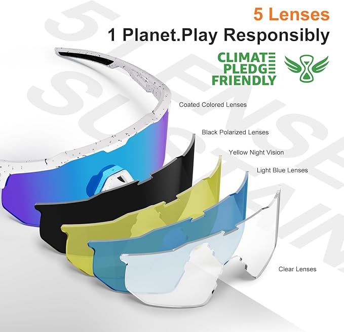 HAAYOT Polarized Sports Sunglasses for Men Women Youth Baseball Cycling Running Softball Biking Glasses 5 Lenses