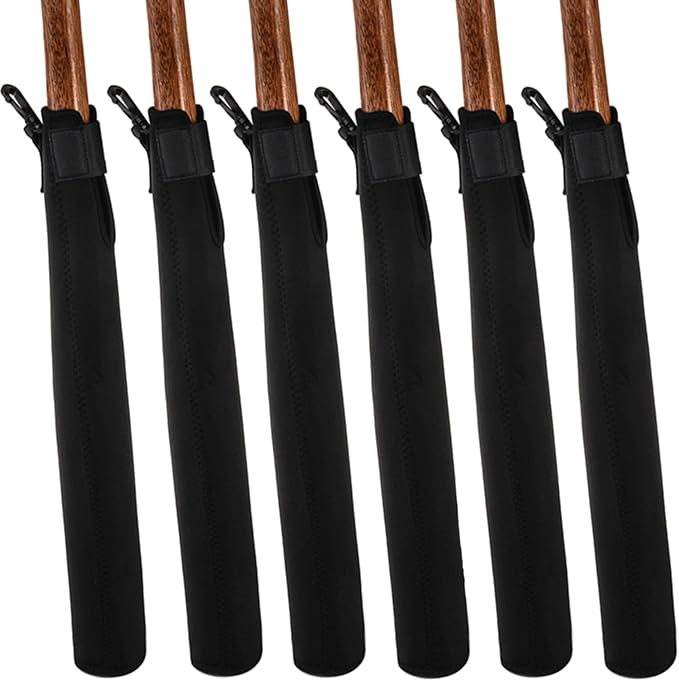 Tebery 6 Pcs Baseball Bat Sleeve, Softball Bat Warmer Bat Protector, Lightweight Bat Cover with Hook and Magic Sticker for Sport, Black Baseball Accessories Great for Storing and Protecting