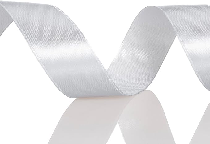 1 Inch Silver Solid Satin Ribbon, 50 Yards Craft Fabric Ribbon - Image 4