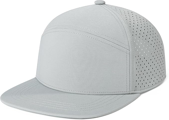 FEINION Men Flat Brim Adjustable Performance Hat Snapback Laser Perforated Baseball Cap