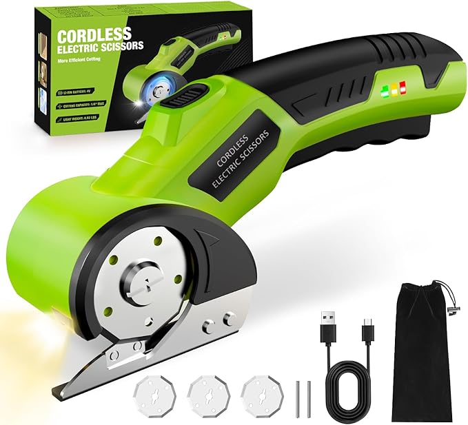 Cordless Electric Scissors：4V Rechargeable Cardboard Cutter, 3 Blades, Safety by Unknown
