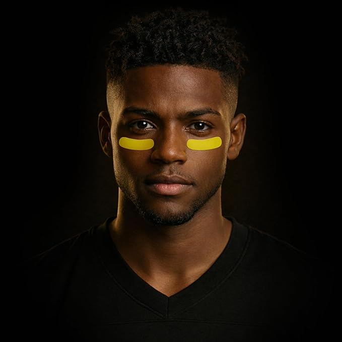 DRIP Strips Pro-Grade Eye Black Stickers, 24 Pairs, Natural Flex & Stretch Eye Black Face Strips, Breathable, Sweat-Proof, Eye Black Baseball, Softball, Football, Lacrosse, Banana Yellow OG Strips