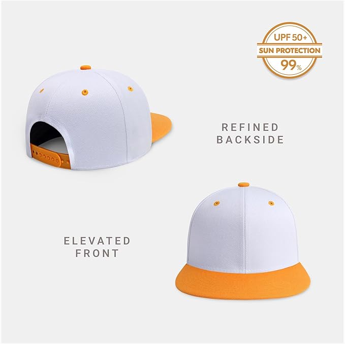 CHOK.LIDS Flat Bill Visor Classic Snapback Hat Blank Adjustable Brim High Top End Trendy Color Style Plain Tone Baseball Cap