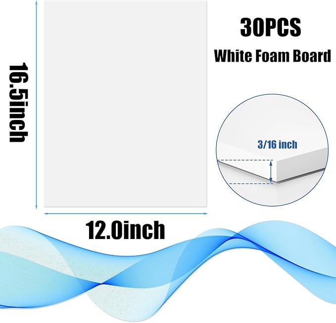 30 Pack White Foam Board 12" x 16.5", 3/16" Foam Core Baking Board - Image 2