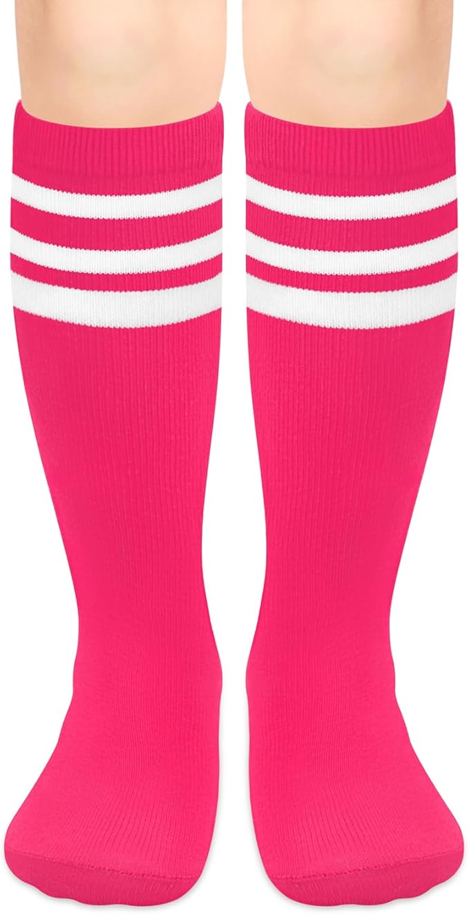 Olreco 1 Pack Toddler Kids Youth Soccer Socks Girls Boys Baseball Socks Youth Knee High Softball Football Accessories Cotton