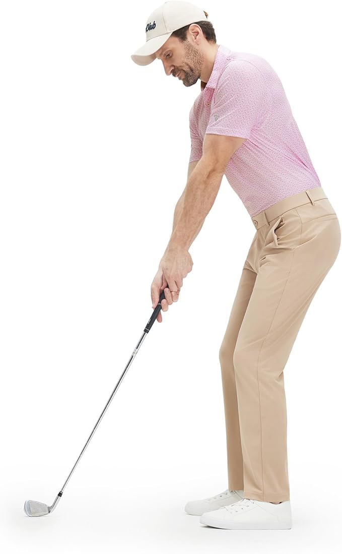 M MAELREG Mens Golf Shirt Short Sleeve Dry Fit Print Moisture Wicking Performance Patterns Collared Polo Shirt