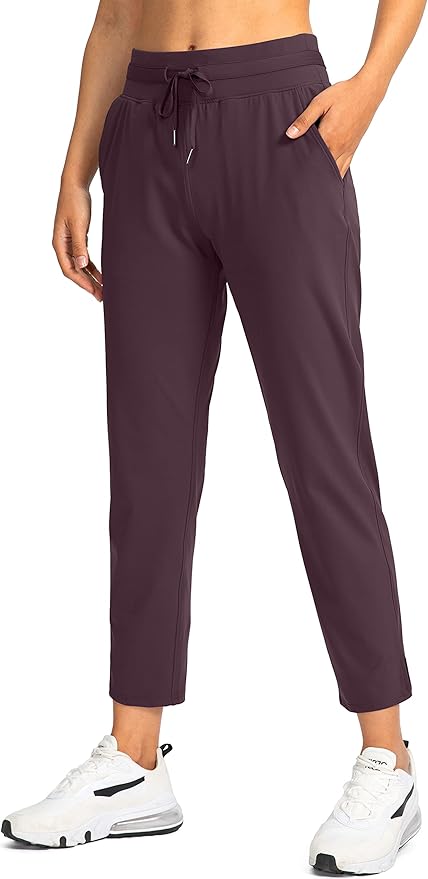 Soothfeel Women's Pants with 4 Pockets 7/8 Stretch High Waisted Sweatpants Travel Athletic Work Golf Pants for Women