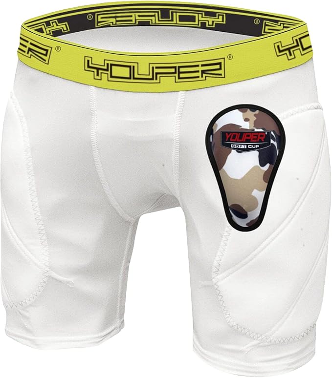 Youper Boys Youth Padded Sliding Shorts with Soft Protective Athletic Cup for Baseball, Football, Lacrosse
