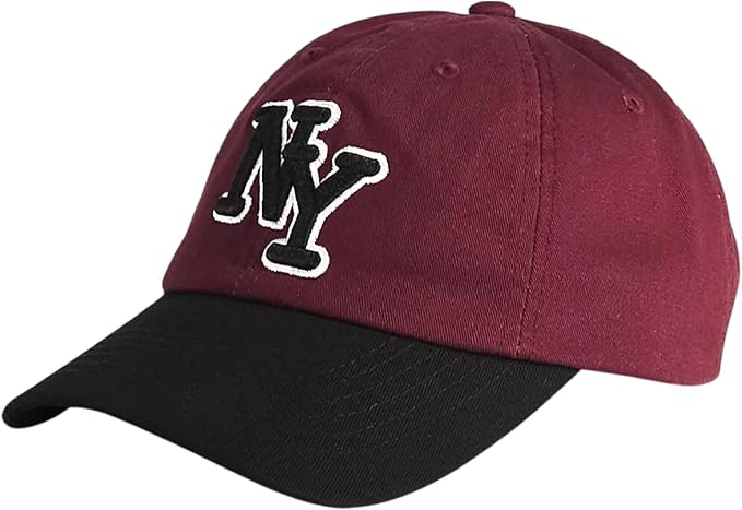 NY 3D Embroidered Cotton Dad Hat – New York Baseball Cap, Adjustable Metal Buckle Strap, Unstructured Low-Profile Style