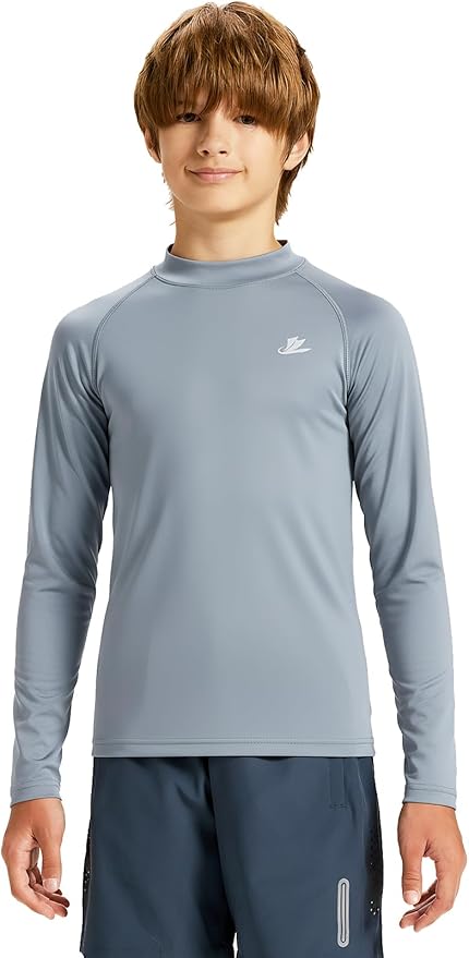 DEVOROPA Youth Boys Compression Thermal Shirt Long Sleeve Kids Fleece Baselayer Soccer Baseball Undershirt Slim/Regular/Husky