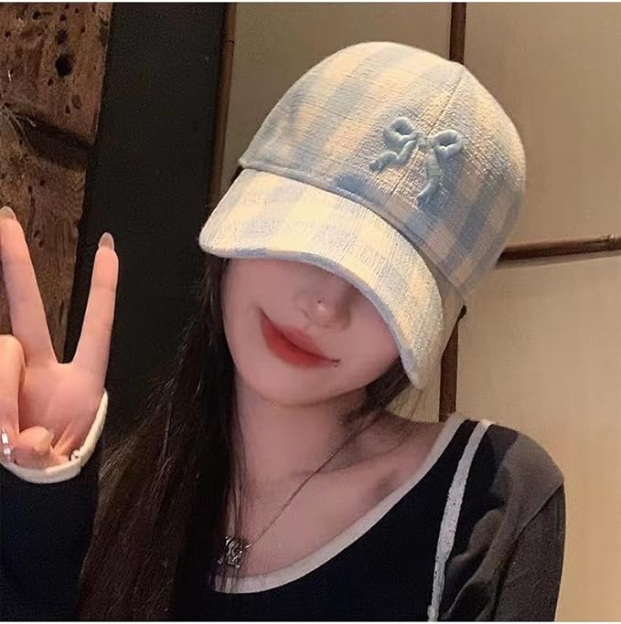 Sumleno Womens Trendy Cute Bow Baseball Cap Y2k Aesthetic Preppy Sun Cap Hiking Travel Trucker Hat Accessories