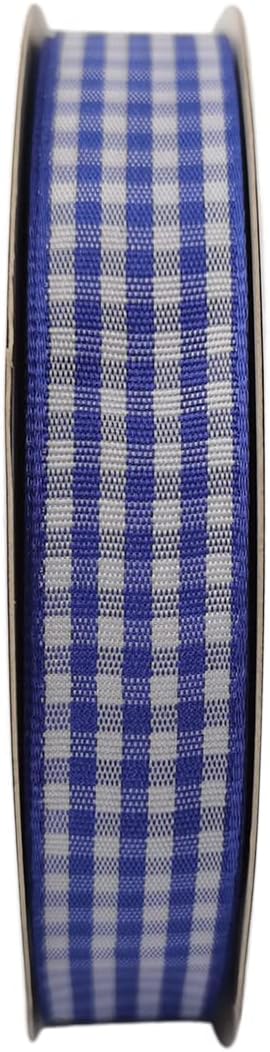 Blue and White Woven Edge Plaid Ribbon 100% Polyester Gingham Ribbon 25 Yards - Image 3